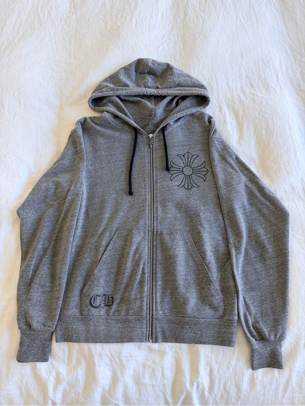 Chrome Hearts Gray Back-Logo Zip Hoodie 100% Authentic - Picture 1 of 6